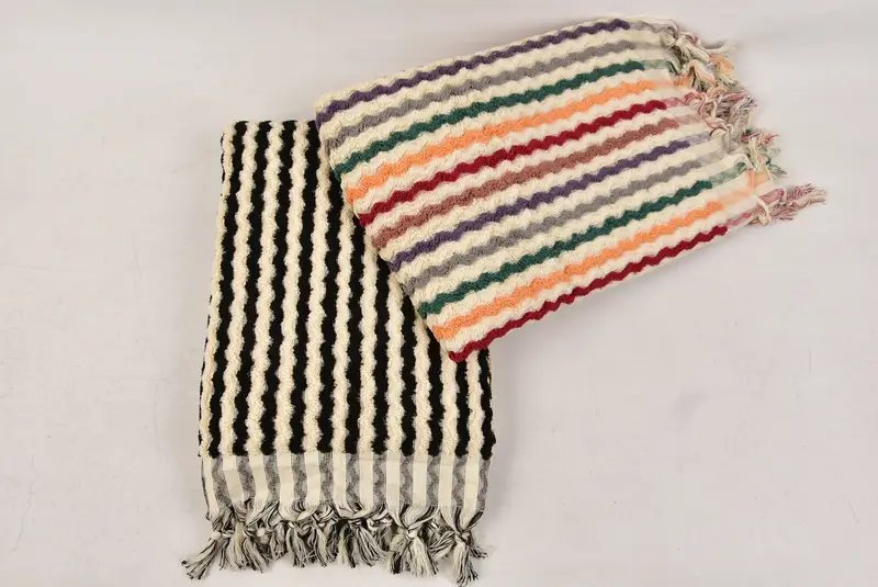 Custom Gift, Thin towel, Personalized Gift For Her, Turkish bath towel for spa, 70x40 Cotton Pom Pom Zigzag Design Towel, Quick-Dry Beach Towel - 7