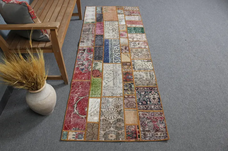 Red and Blue Ombré Rug, 2,7x7,1 ft Chic Decor