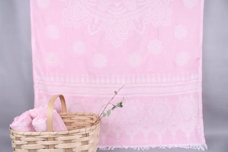 Personalized Bachelorette Pink Floral Beach Towel, 36x73 Inches