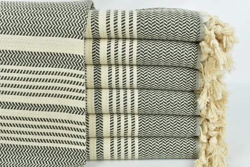 Monogrammed Beach Towel, Gift For Boyfriend, 70x40 Cotton Striped Towel, Personalized Turkish Beach Towel, Turkish towel, Gym Towel, Sand-free towel - 1