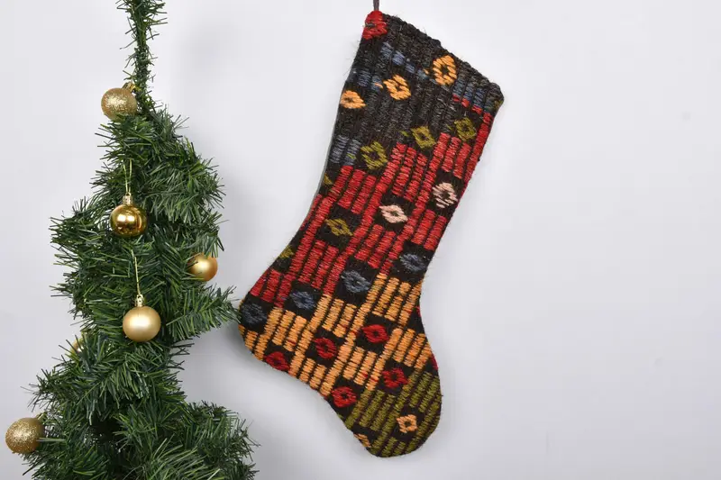 Patrón de adornos navideños, calcetín navideño de 7 pulgadas de ancho