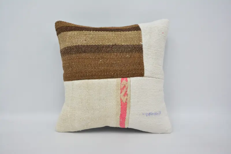 16x16 White Cushion Cover, Turkish Pillow, Wholesale Pillow Sham, Throw Kilim Pillow, Pillow for Couch, Pillow Cover - 1