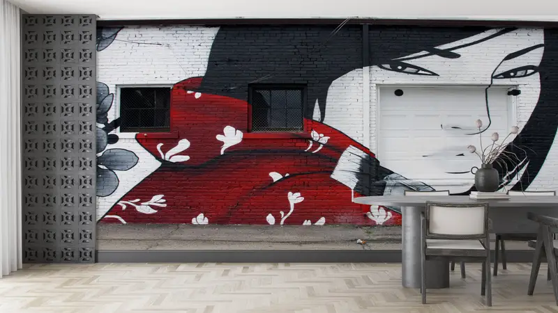 Modern Dekor için Zarif Soyut Kadın Sokak Baskılı Duvar Kağıdı