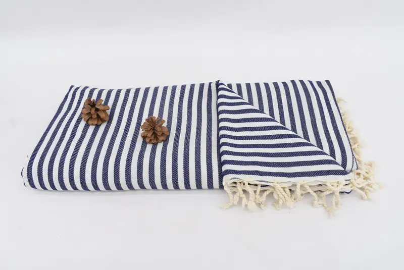 Organic Throw, Engagement Gift, Bedspread, Beach Wedding Favor, Custom Wedding Gifts, Decorative Blanket, 104x76 Cotton Striped Towel - 7