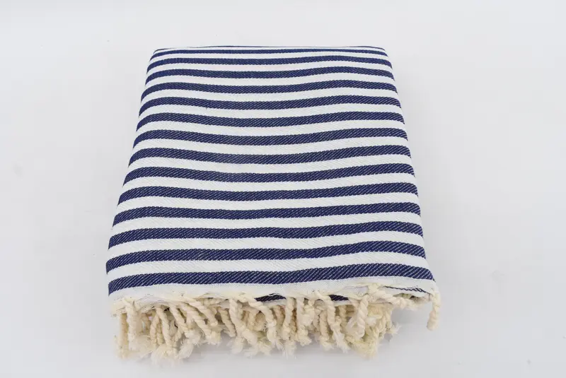 Organic Throw, Engagement Gift, Bedspread, Beach Wedding Favor, Custom Wedding Gifts, Decorative Blanket, 104x76 Cotton Striped Towel - 4