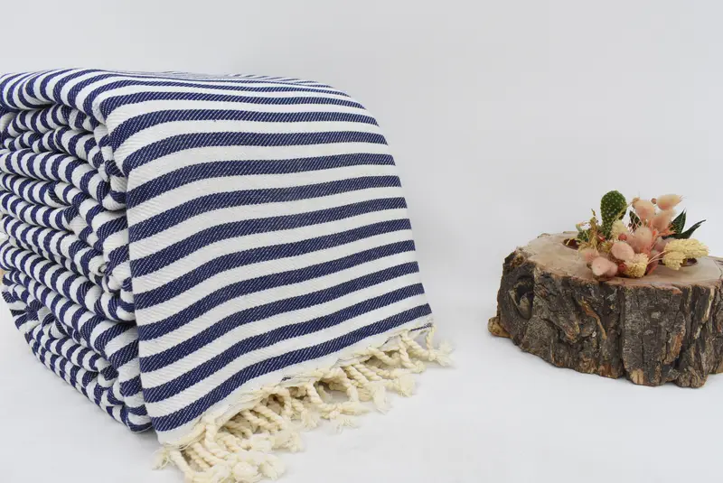 Organic Throw, Engagement Gift, Bedspread, Beach Wedding Favor, Custom Wedding Gifts, Decorative Blanket, 104x76 Cotton Striped Towel - 2