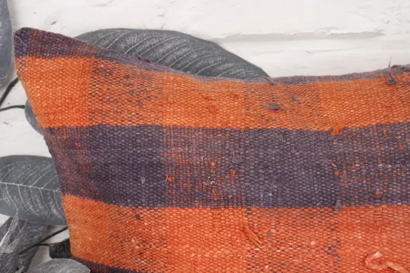 18x18 Orange Cushion, Armchair Cushion, Bolster Cushion Cover, Pillow Sham, Vintage Kilim Throw Pillow, Interior Designer Pillow, Kilim Cushion Sham - 2