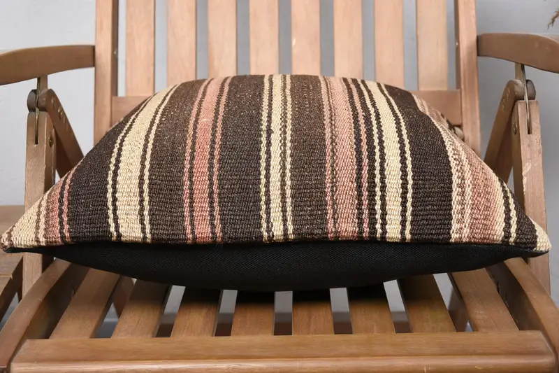 Boho Pillow Sham Cover, 18x18 Brown Pillow, Kilim Pillow, Natural Pillow Case, Gift Pillow, Cushion Cover, One Of A Kind Cushion - 5