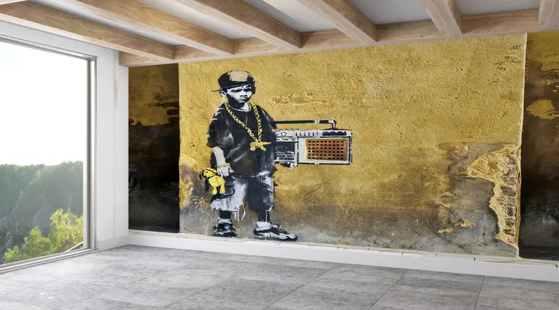 Custom Wall Paper, Modern Wall Paper, Paper Wall Art, Hip Hop Rap Banksy Wall Paper, Street Wallpaper, , Banksy Boy Wallpaper, - 5
