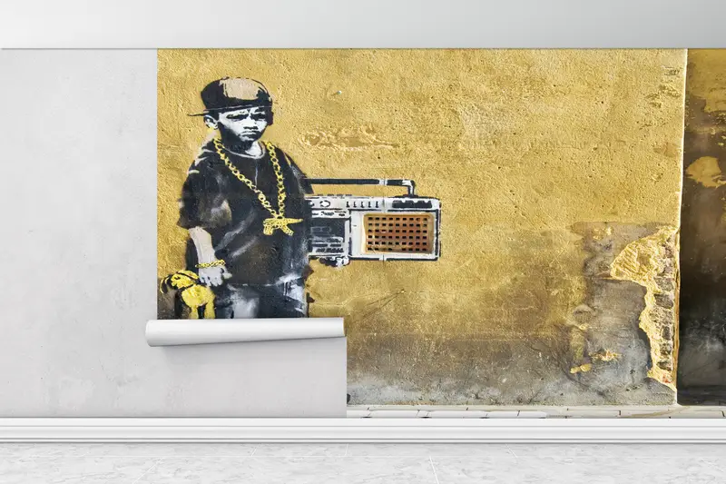 Custom Wall Paper, Modern Wall Paper, Paper Wall Art, Hip Hop Rap Banksy Wall Paper, Street Wallpaper, , Banksy Boy Wallpaper, - 1
