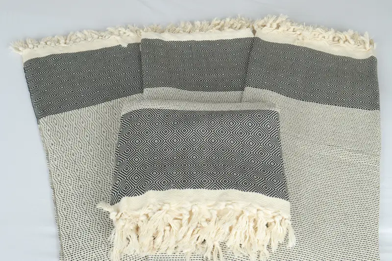 Throw Blanket, Turkish Blanket Queen, Monogram Beach Blanket, 104x80 Cotton Diamond Towel, Woven Throw Blanket, Bridesmaid Gifts, Couch Cover - 5