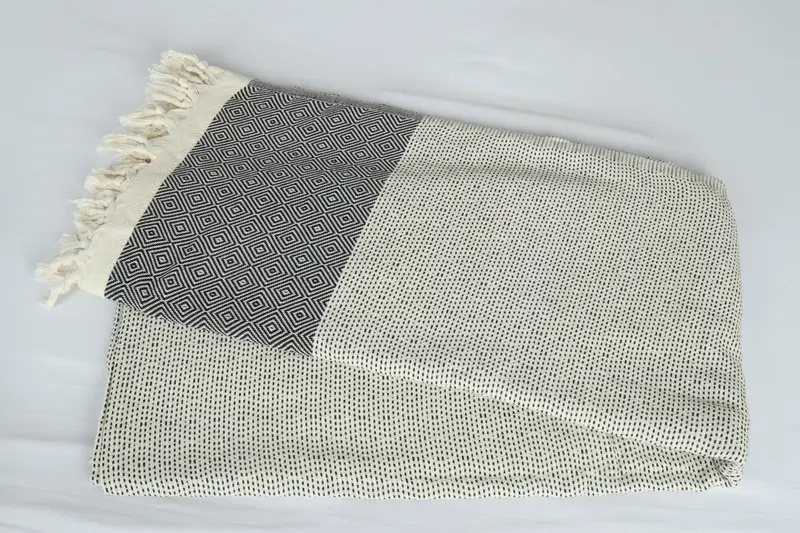 Throw Blanket, Turkish Blanket Queen, Monogram Beach Blanket, 104x80 Cotton Diamond Towel, Woven Throw Blanket, Bridesmaid Gifts, Couch Cover - 6