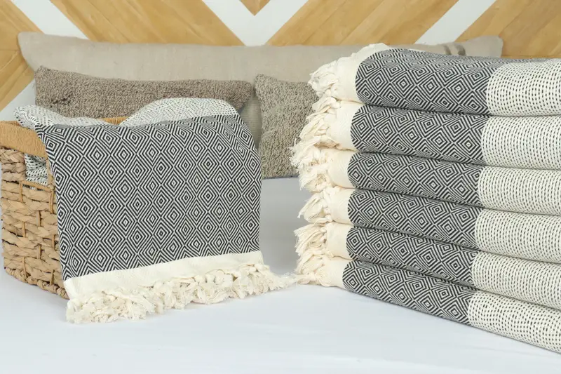 Throw Blanket, Turkish Blanket Queen, Monogram Beach Blanket, 104x80 Cotton Diamond Towel, Woven Throw Blanket, Bridesmaid Gifts, Couch Cover - 4