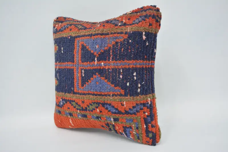 Kilim Pillow Cover, Chair Cushion, Boho Pillow Sham Cover, Vintage Kilim Throw Pillow, Sofa Pillow, Cushion, 12x12 Red Pillow Sham - 4