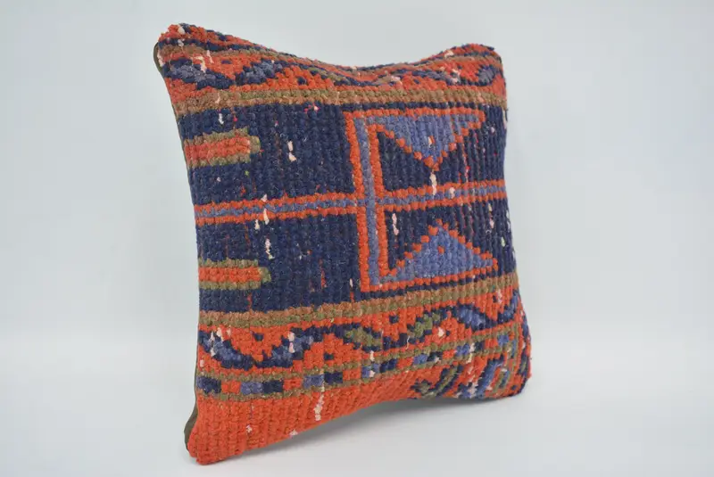 Kilim Pillow Cover, Chair Cushion, Boho Pillow Sham Cover, Vintage Kilim Throw Pillow, Sofa Pillow, Cushion, 12x12 Red Pillow Sham - 3
