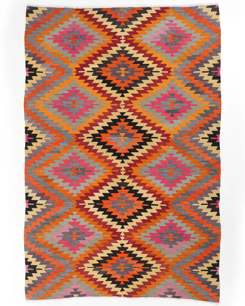 Canlı Turuncu Halı, 6,3x9,6 ft Düz Renk