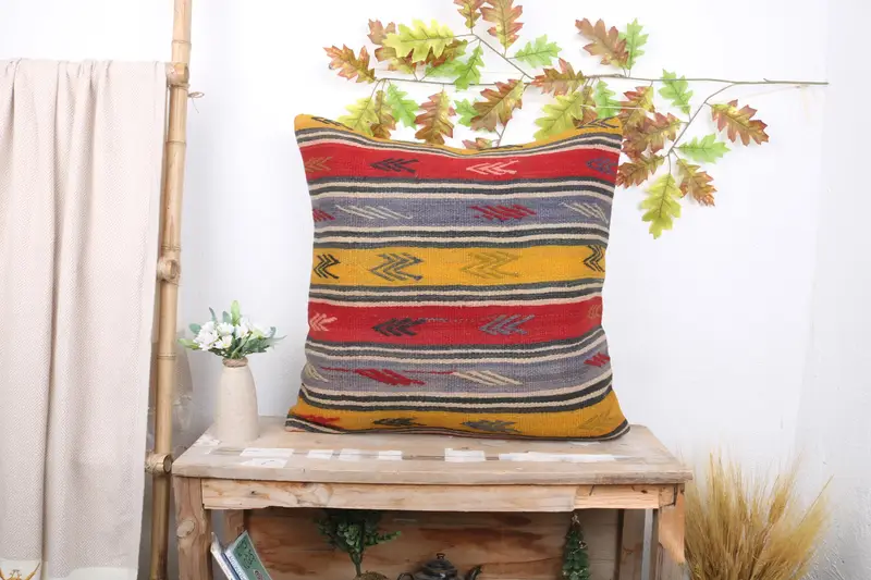 Pillow Sham, 24x24 Red Pillow Cover, Gift Pillow, Interior Designer Pillow, Antique Pillows, Natural Pillow, Square Throw Cushion Case - 1