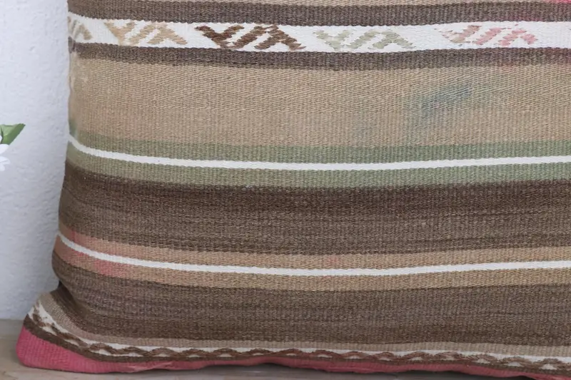 Cushion Case, Handmade Kilim Cushion, Toss Pillow Case, Pillow for Sofa, Bolster Throw Cushion, 18x18 Beige Cushion, Boho Pillow - 3