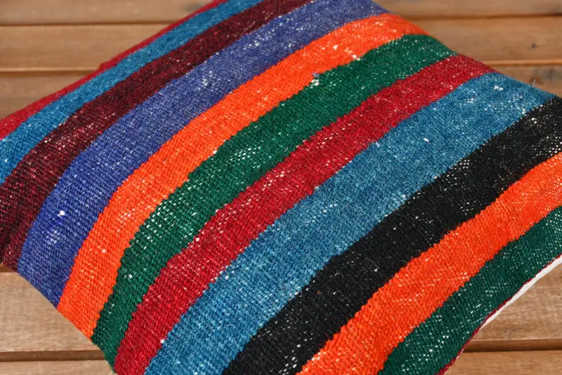 Customized Pillow Sham, Boho Pillow Sham Cover, 12x12 Blue Cushion Case, Throw Kilim Pillow, Chair Pillow, Gift Pillow, Pillow - 3