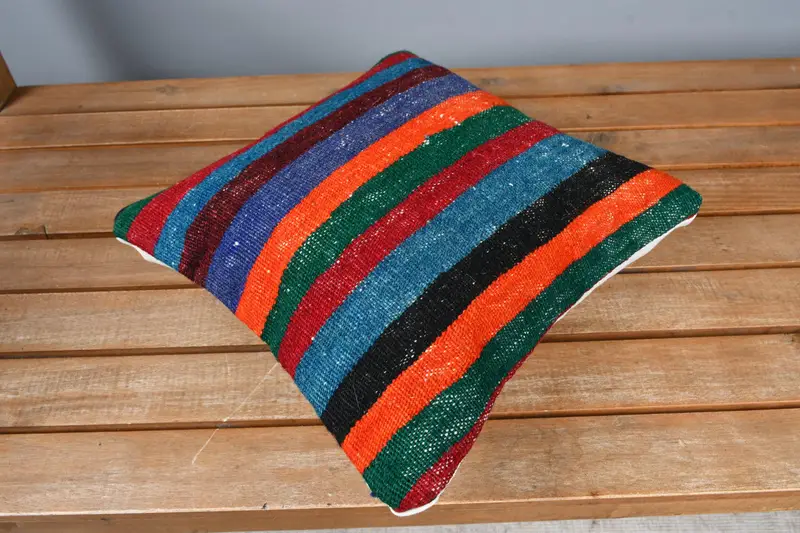 Customized Pillow Sham, Boho Pillow Sham Cover, 12x12 Blue Cushion Case, Throw Kilim Pillow, Chair Pillow, Gift Pillow, Pillow - 2