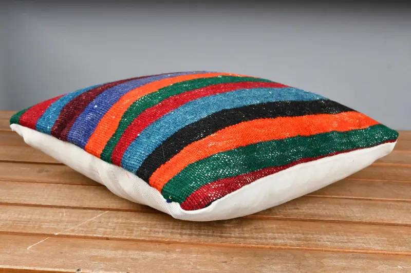 Customized Pillow Sham, Boho Pillow Sham Cover, 12x12 Blue Cushion Case, Throw Kilim Pillow, Chair Pillow, Gift Pillow, Pillow - 4