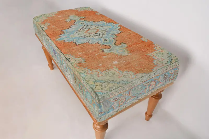 キリム風オットマンセット、モジュール式ウールブレンドソファセット