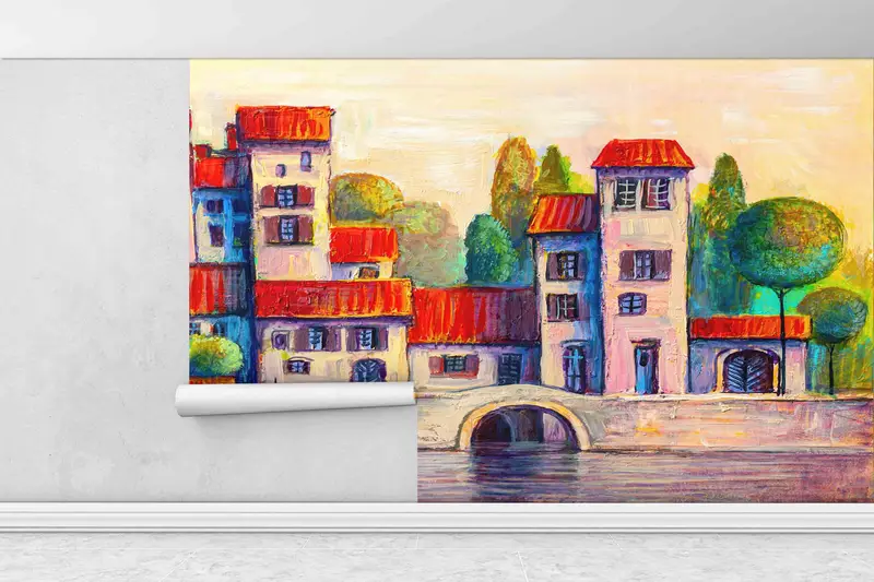 City Silhouette Landscape Wall Art, Contemporary Paper Art, Vintage Landscape Wall Decals, View Wall Art, Wall Decals Murals, Cityscape Art - 8