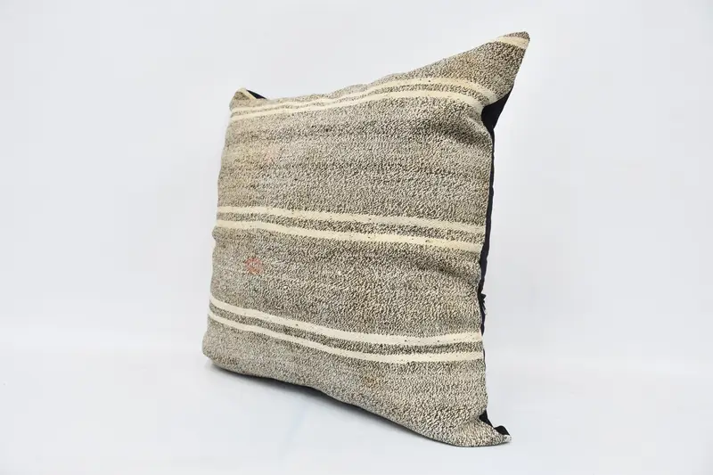 Home Decor Pillow, Bolster Throw Cushion Case, Pillow Sham, Boho Pillow Sham Cover, Vintage Kilim Pillow, 28x28 Beige Pillow Sham - 4