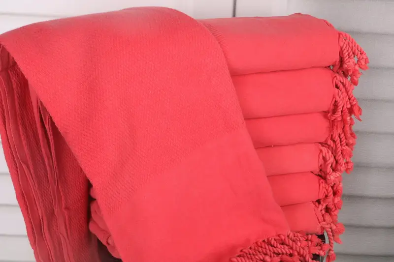 Personalized Beach Towel Vermilion Cotton Geometric, 32x71 Inches