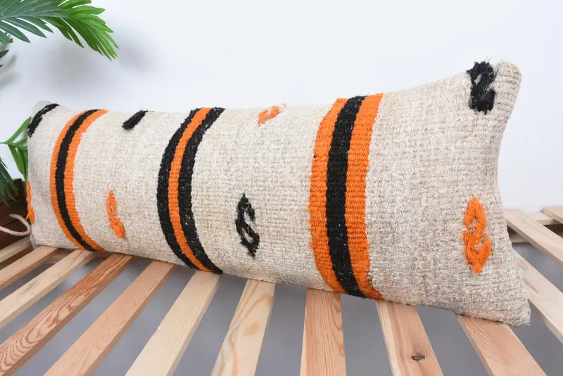Vintage Cushion, Vintage Pillow, Bench Pillow Sham, Pillow for Sofa, Cushion, 12x36 Beige Cushion Cover, Armchair Pillow Cover, Boho Pillow - 5