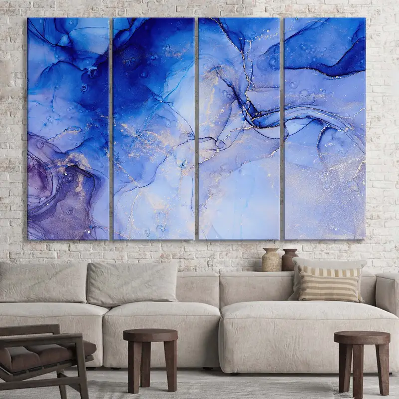 Blue Abstract Marble, Marble Canvas Wall Print, Blue Marble Art, Abstract Canvas Art, Canvas Painting, Marble Canvas Print, Marble Poster, - 7