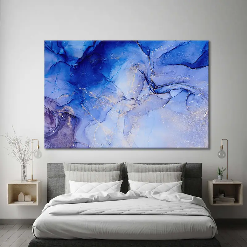 Blue Abstract Marble, Marble Canvas Wall Print, Blue Marble Art, Abstract Canvas Art, Canvas Painting, Marble Canvas Print, Marble Poster, - 1