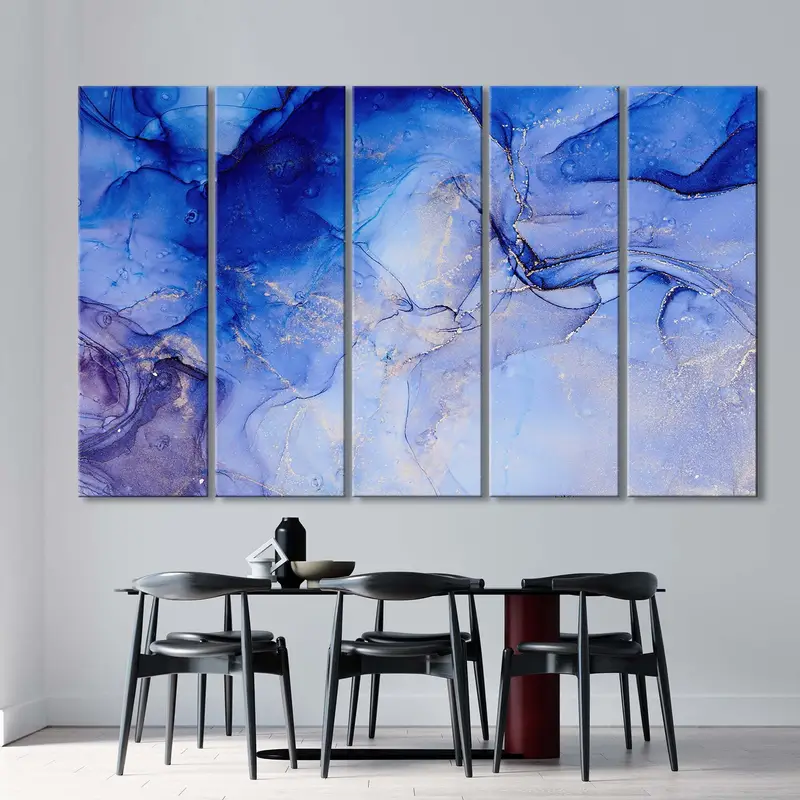 Blue Abstract Marble, Marble Canvas Wall Print, Blue Marble Art, Abstract Canvas Art, Canvas Painting, Marble Canvas Print, Marble Poster, - 5