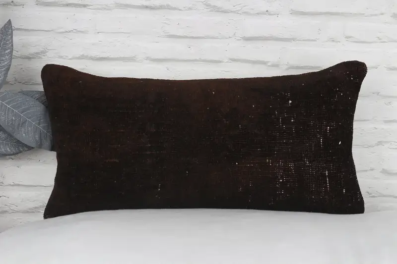 Boho Pillow, Retro Throw Pillow Case, Vintage Kilim Throw Pillow, Kilim Cushion Sham, Pillow Sham, 12x24 Brown Pillow Case, Tribal Pillow - 2