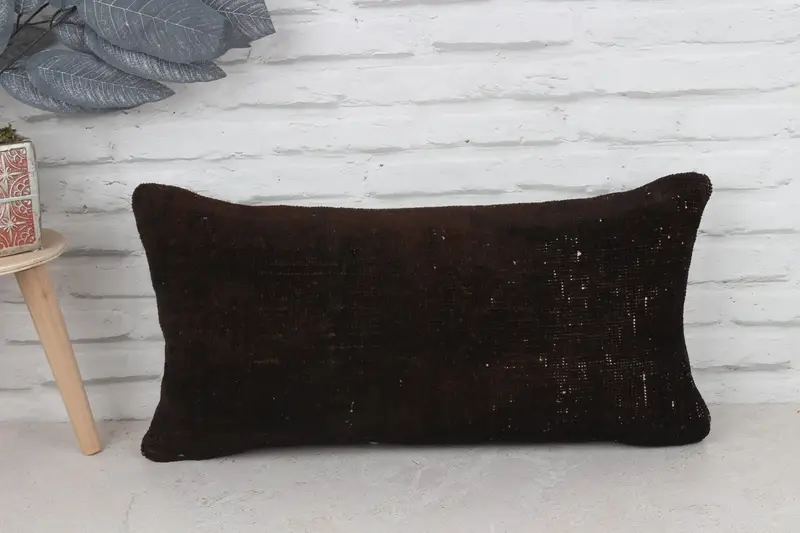 Boho Pillow, Retro Throw Pillow Case, Vintage Kilim Throw Pillow, Kilim Cushion Sham, Pillow Sham, 12x24 Brown Pillow Case, Tribal Pillow - 1