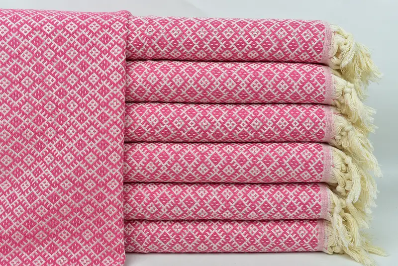 Dish Towel Embroidery Organic Pink Hand Towel Diamond Towel 20x38 Inches