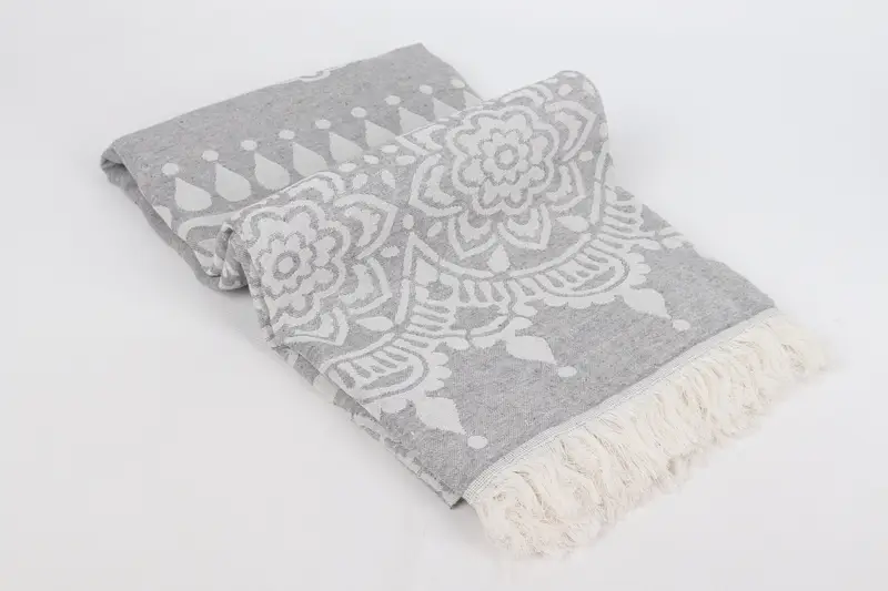 Personalize Gift, Fouta towel, Personalized Bridesmaid Beach Towel, Sand-free towel, Turkish beach towel, 74x36 Cotton Floral Patterned Towel - 7