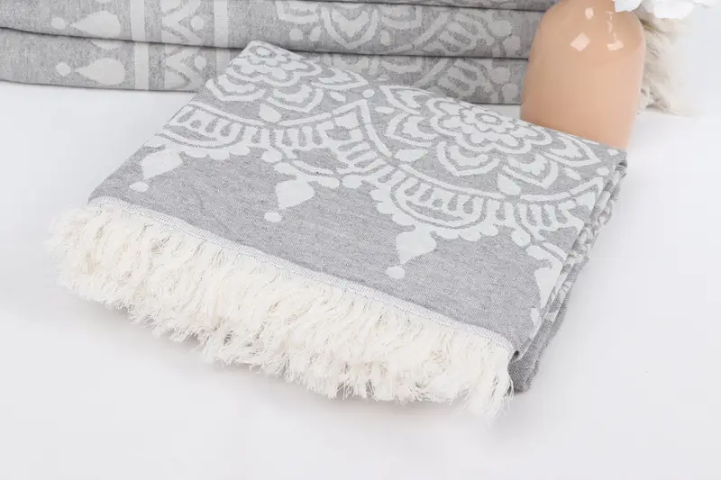 Personalize Gift, Fouta towel, Personalized Bridesmaid Beach Towel, Sand-free towel, Turkish beach towel, 74x36 Cotton Floral Patterned Towel - 6