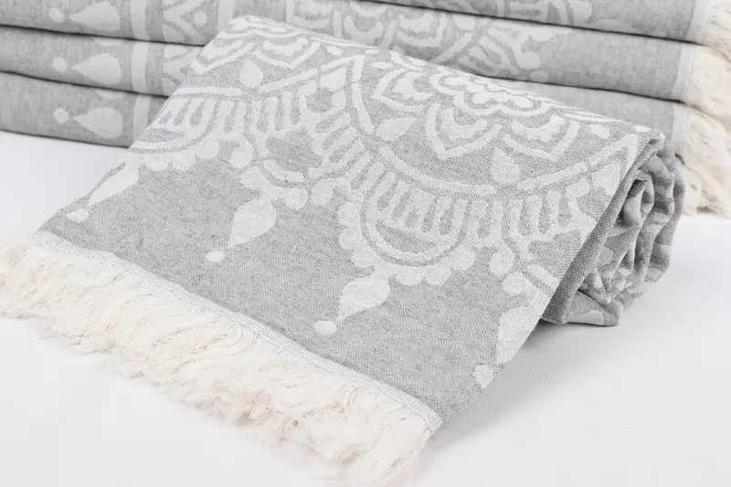 Personalize Gift, Fouta towel, Personalized Bridesmaid Beach Towel, Sand-free towel, Turkish beach towel, 74x36 Cotton Floral Patterned Towel - 5