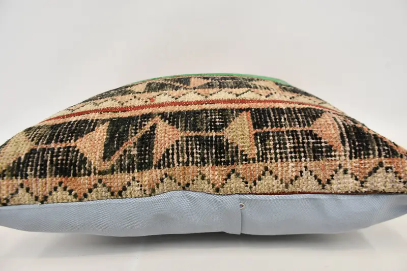 Vintage Kilim Pillow, Throw Kilim Pillow, Boho Pillow Sham Cover, 24x24 Green Pillow Case, Pillow Case, Ethnic Pillow Cover Pillow Case - 6