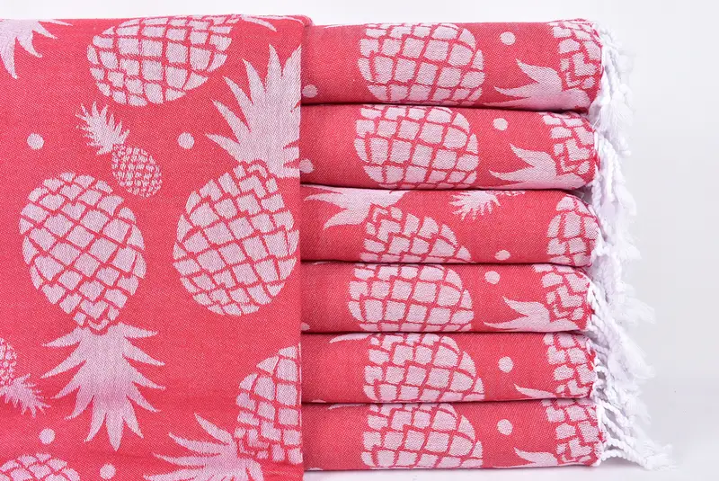 Quick-dry travel peshtemal towel, Personalized Beach Towel, Turkish towel, Halloween Gifts, Handmade Gift, 70x36 Cotton Pineapple Design Towel - 1