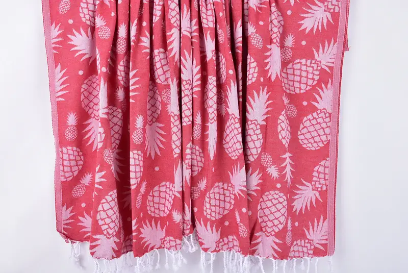 Quick-dry travel peshtemal towel, Personalized Beach Towel, Turkish towel, Halloween Gifts, Handmade Gift, 70x36 Cotton Pineapple Design Towel - 8