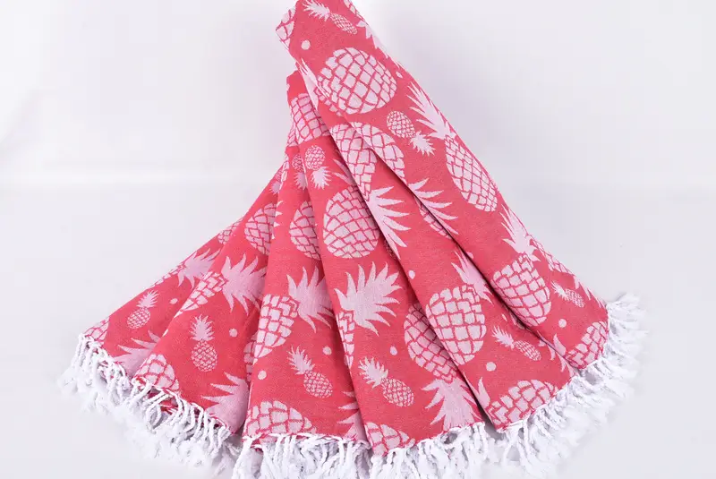 Quick-dry travel peshtemal towel, Personalized Beach Towel, Turkish towel, Halloween Gifts, Handmade Gift, 70x36 Cotton Pineapple Design Towel - 4