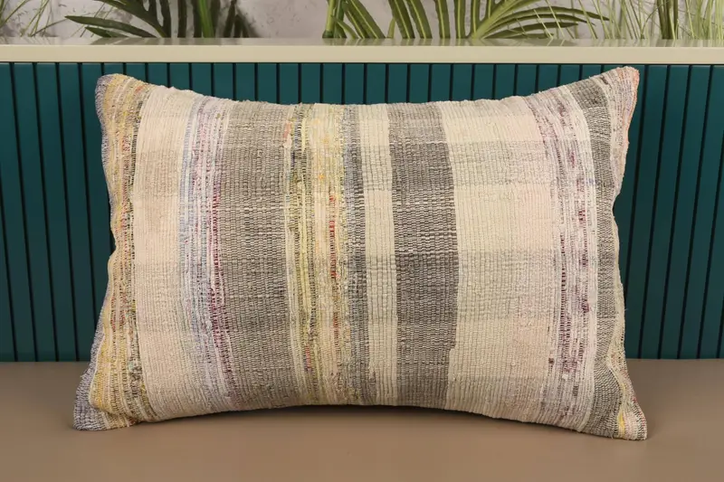 Brown Turkish Moroccan Cushion, 40x60 cm Rustic Striped Cushion Cover - 1