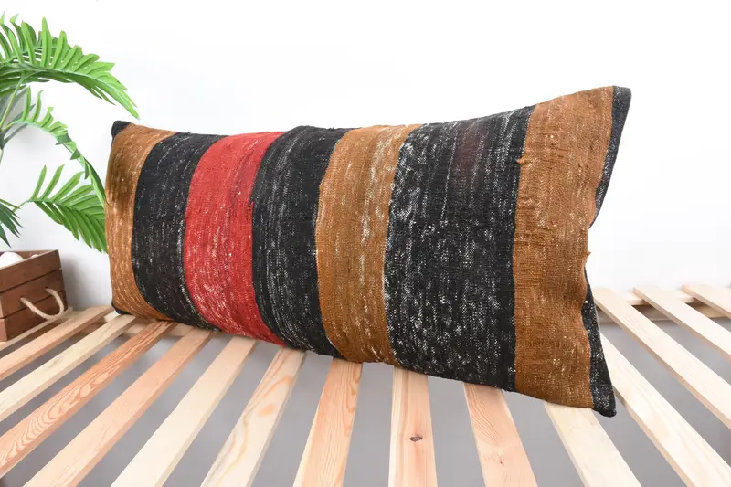 Morroccon Kilim Cushion Cushion, Pillow Sham, 16x36 Red Pillow, Home Decor Pillow, Aztec Pillow Sham, Pillow for Sofa, Boho Pillow - 5