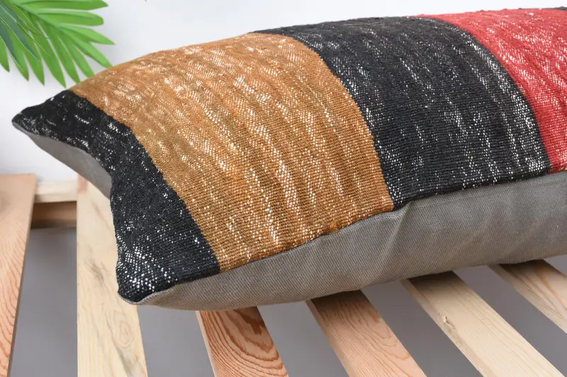 Morroccon Kilim Cushion Cushion, Pillow Sham, 16x36 Red Pillow, Home Decor Pillow, Aztec Pillow Sham, Pillow for Sofa, Boho Pillow - 6