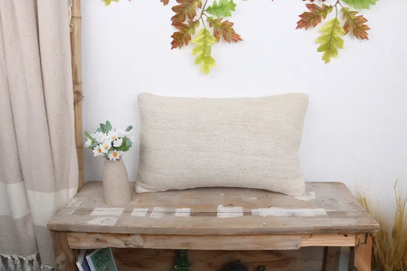 12x20 White Cushion Case, Pillow Case, Vintage Pillow, Oriental Cushion Cover, Pillow for Sofa, Antique Pillows, Ethnic Throw Pillow Case - 1