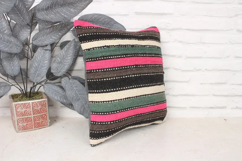 Pillow Sham, Wholesale Cushion Case, Home Decor Pillow, Interior Designer Pillow, 14x14 Pink Cushion Cover, Vintage Kilim Throw Pillow - 3