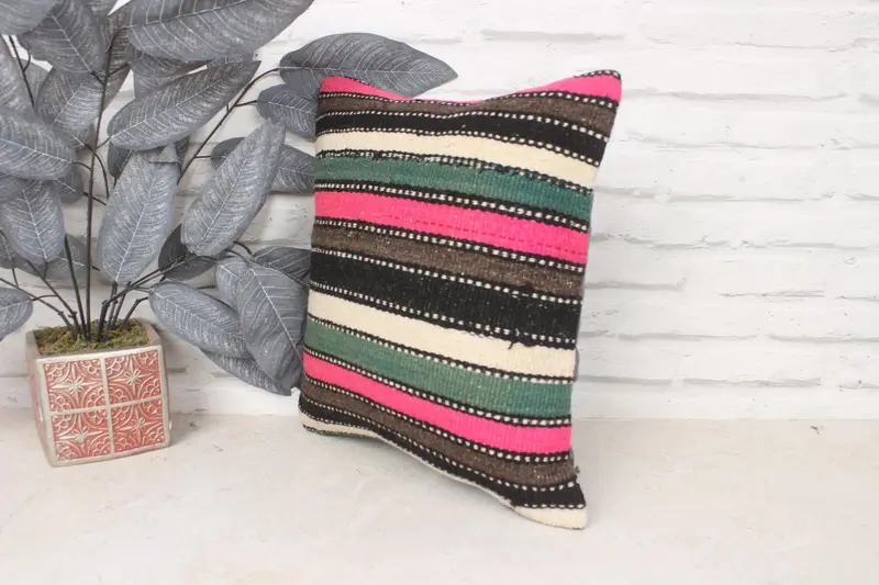 Pillow Sham, Wholesale Cushion Case, Home Decor Pillow, Interior Designer Pillow, 14x14 Pink Cushion Cover, Vintage Kilim Throw Pillow - 4