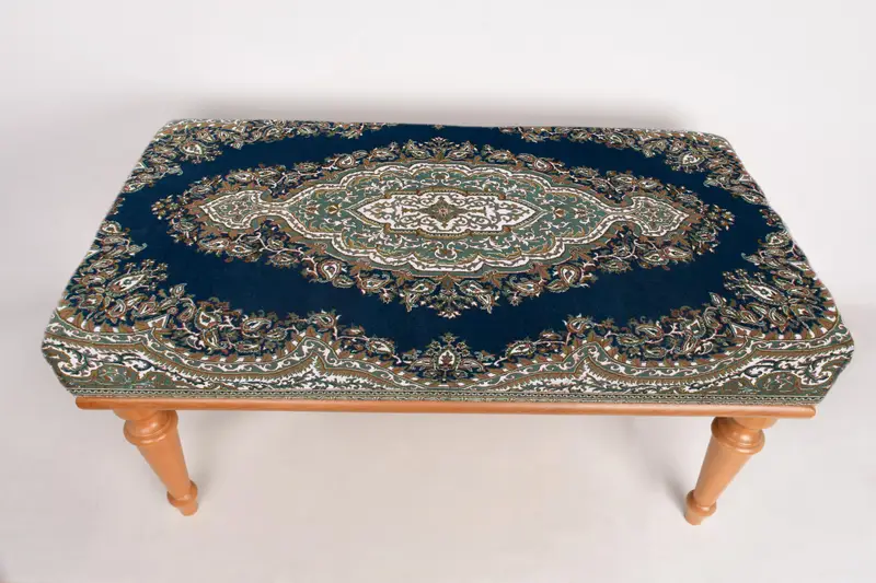 Modular Blue & Green Ottoman Set, Kilim-Inspired Wool Blend Ottoman